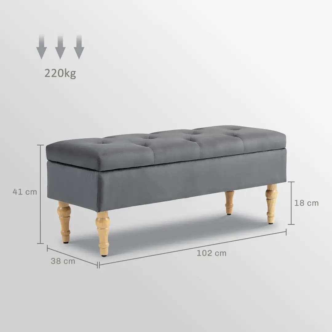 Homcom Opbergpoef Donkergrijs 102x38x41cm - 38L