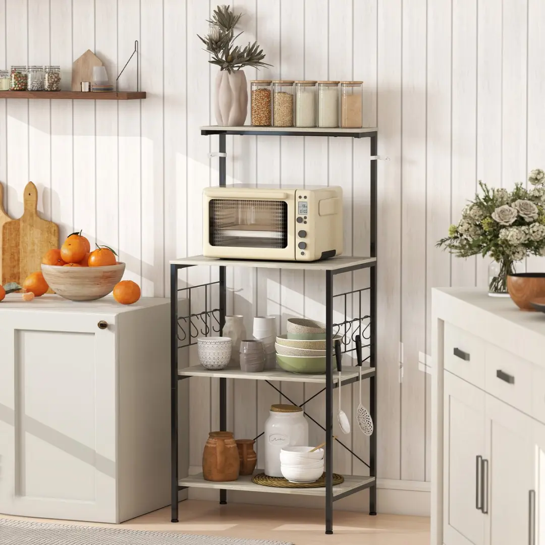 Homcom Keukenopbergplank 60x42x134,5cm Eiken