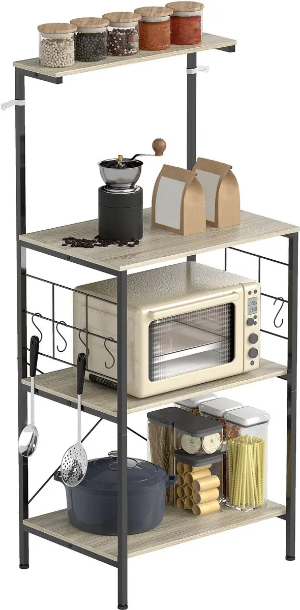 Homcom Keukenopbergplank 60x42x134,5cm Eiken