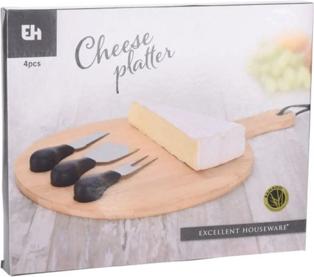 Excellent Houseware Borrelplank Set 33cm - Bamboe - 4-delig
