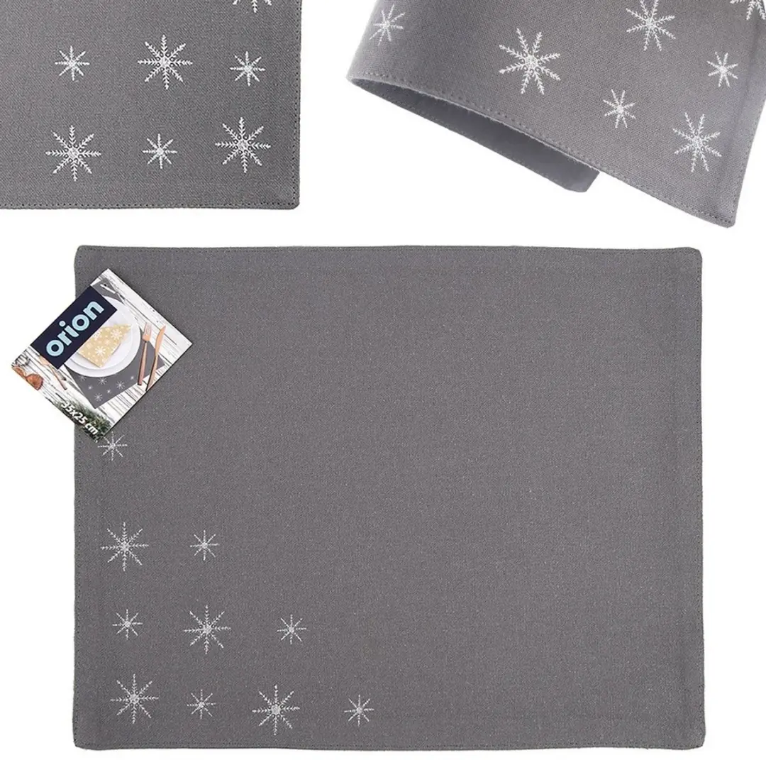 Orion Płatek Placemat Grijs & Zilver - 33,5x26cm - 100% Katoen