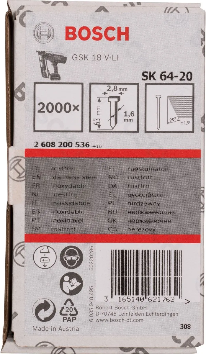 Bosch SPIJKER SK64-20 63NR