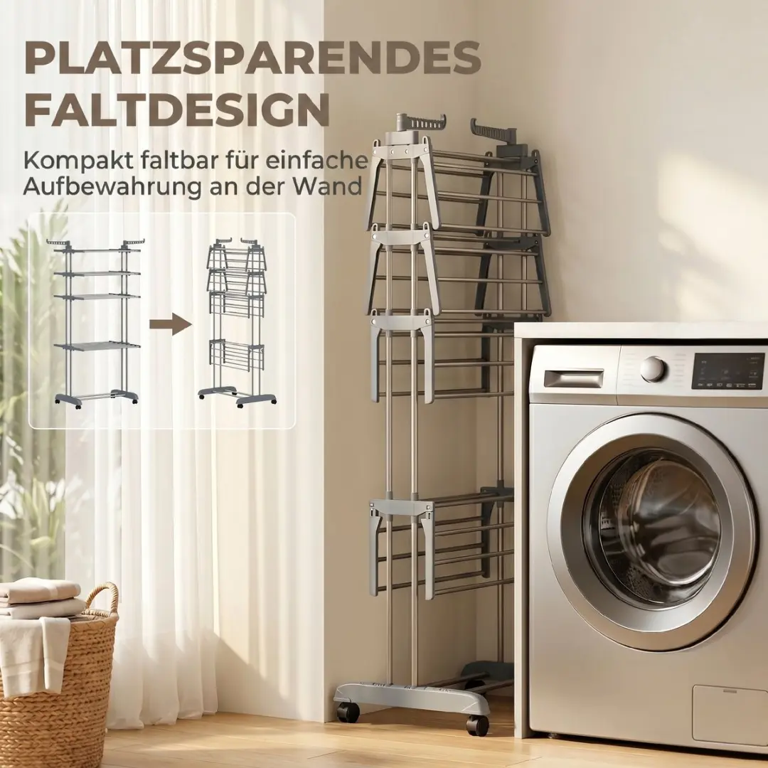 Homcom Wasrek Plastic - 73x64x172cm Grijs - afbeelding 6 van 6