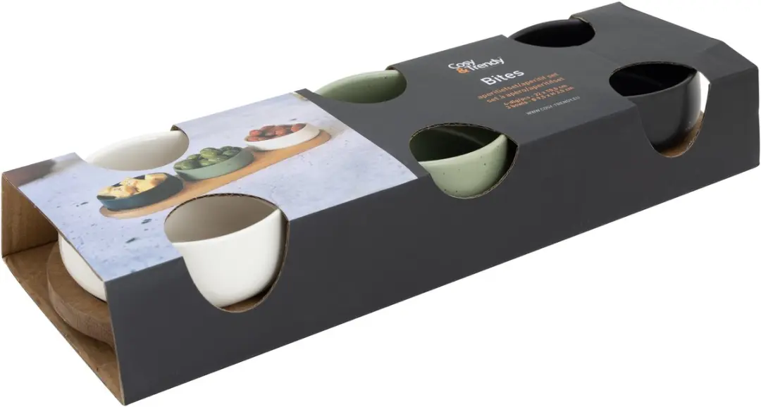 Cosy&Trendy Serveerplank Bamboe - 31x11cm - 4-delig - Multi