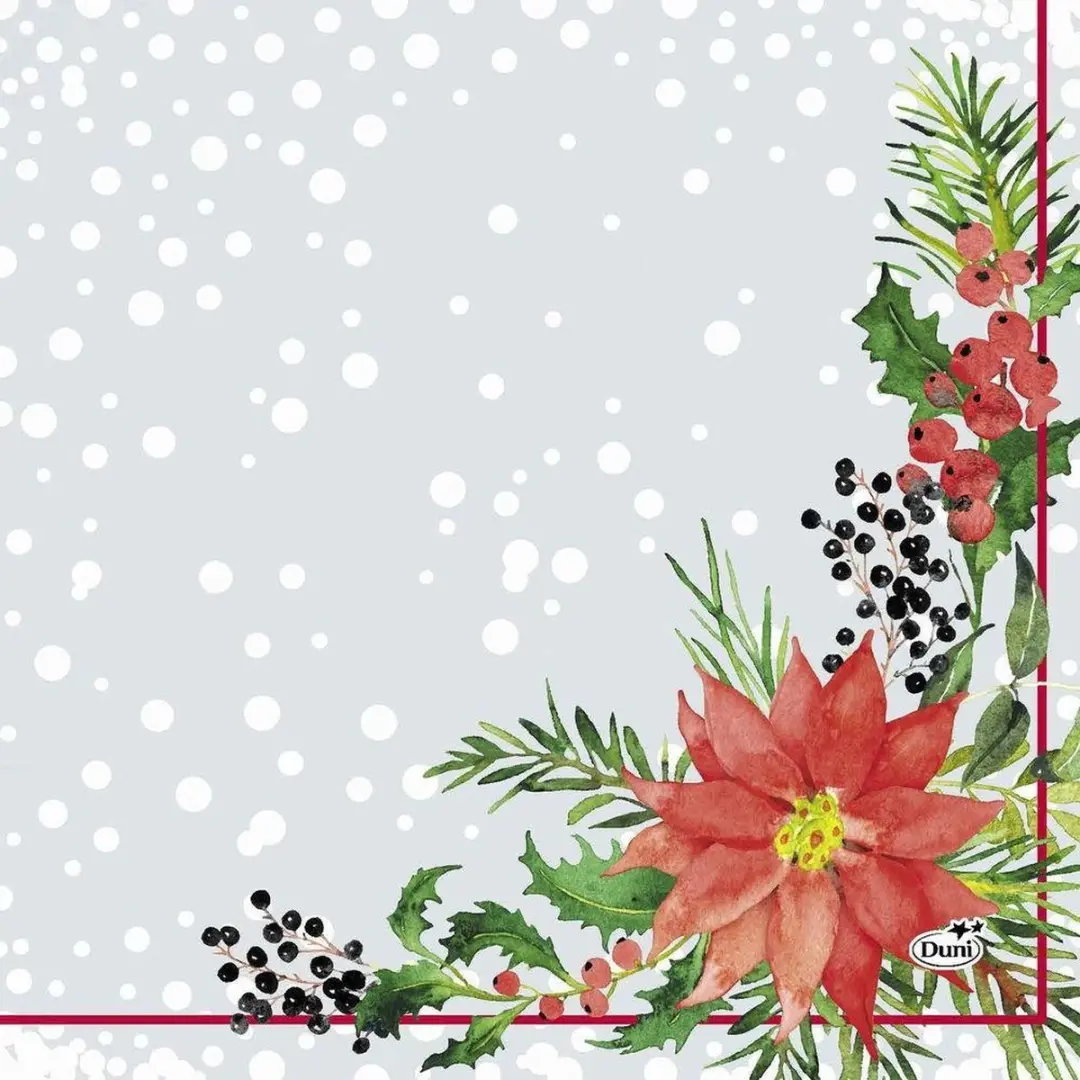 Duni Xmas Flowers Servetten 3-laags 33x33cm