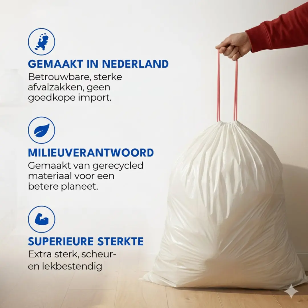 Simple Vuilniszakken 36L - 120 Stuks (6x20) - Wit/Rood