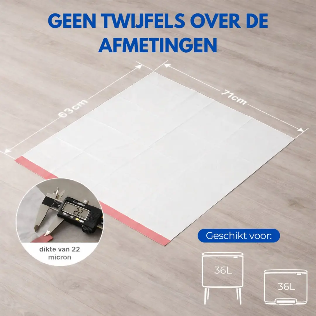 Simple Vuilniszakken 36L - 120 Stuks (6x20) - Wit/Rood