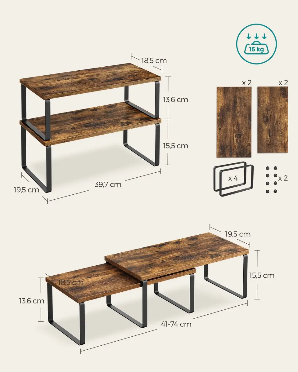 Songmics Kruidenrek 4-delig KCS022X01 - Zwart/Vintagebruin