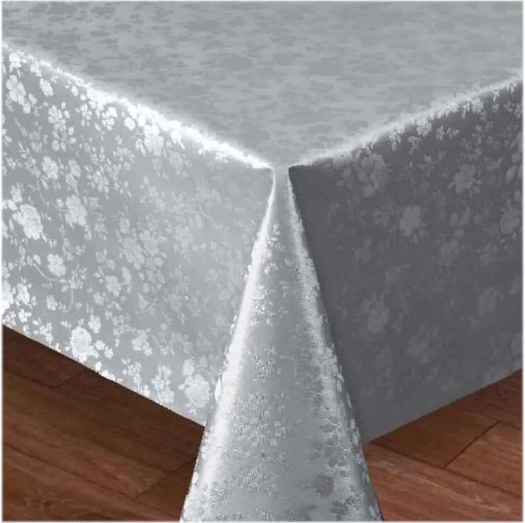 Bellatio Design Tafelzeil Zilver Bloemenmotief 140x180cm