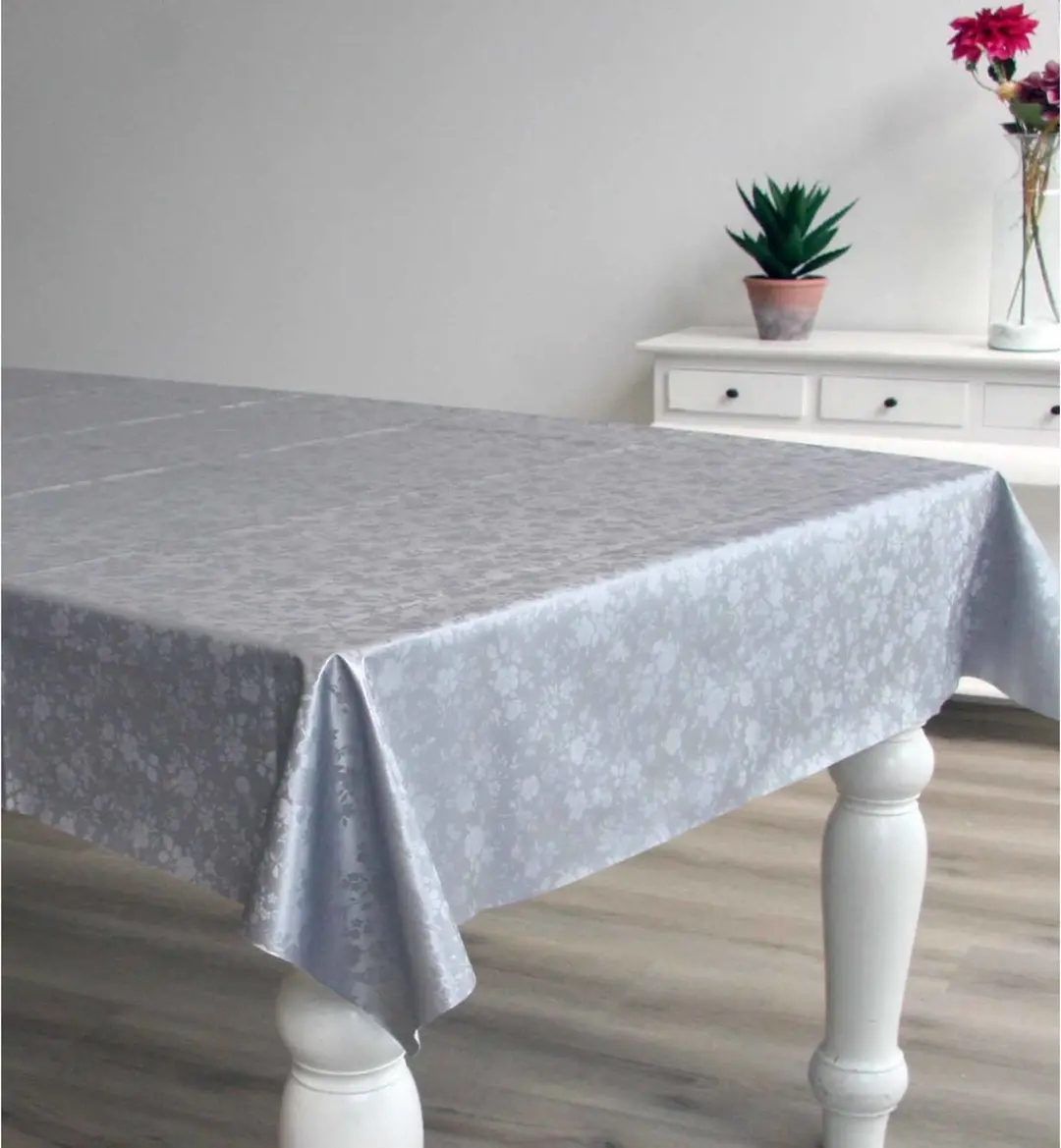 Bellatio Design Tafelzeil Zilver Bloemenmotief 140x180cm