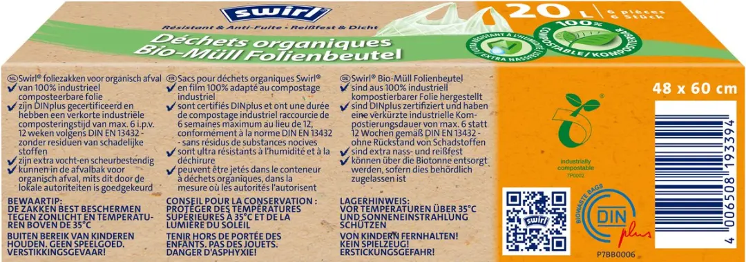 Swirl Bio Pedaalemmerzakken 20L - 6 Stuks (3x6) - Blauw
