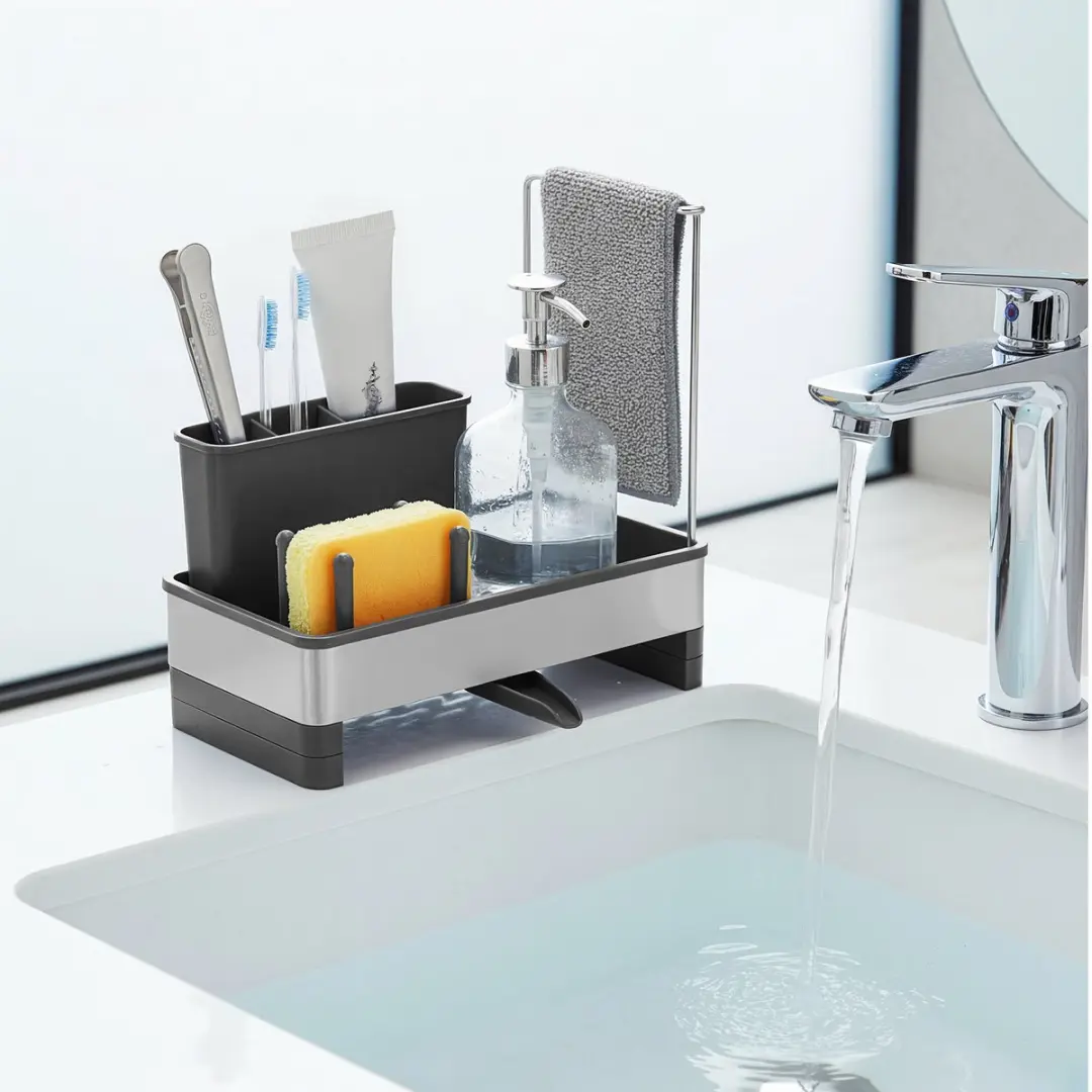 Songmics KCS555BH01 Gootsteenorganizer - Roestvrijstaal - Noir d'encre/Argent