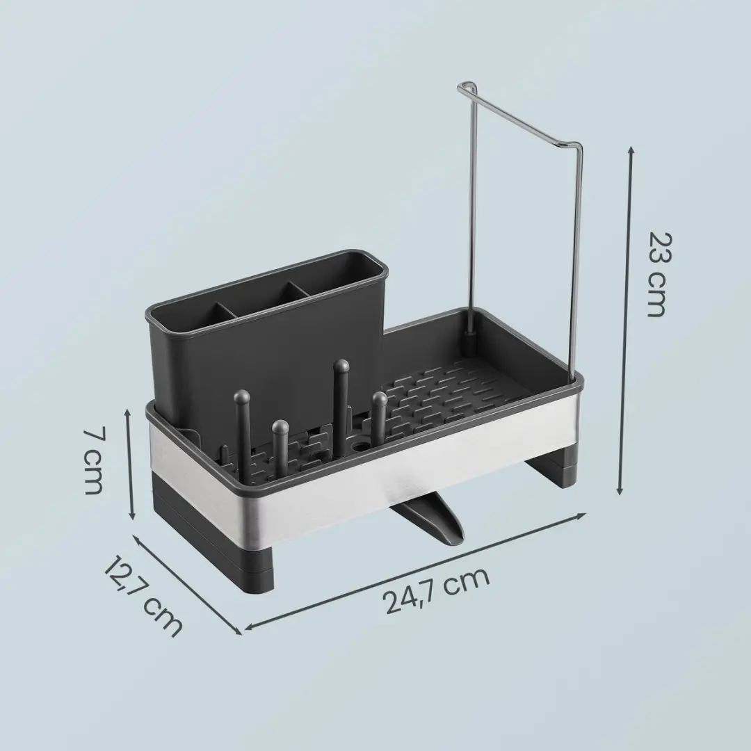 Songmics KCS555BH01 Gootsteenorganizer - Roestvrijstaal - Noir d'encre/Argent