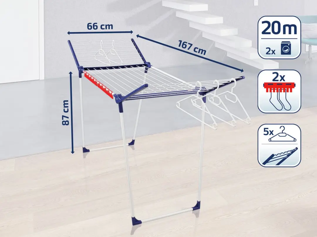 Leifheit Pegasus 200 Solid Droogrek 20m - Wit/Blauw