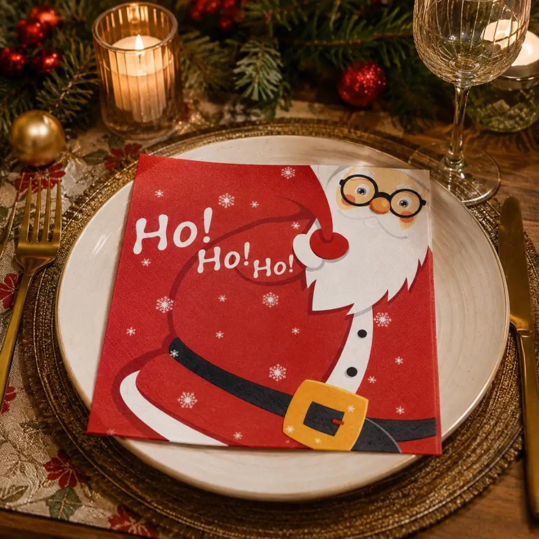 Duni Kerstservetten Kerstman - 80 Stuks - 33x33cm - 3 Laags