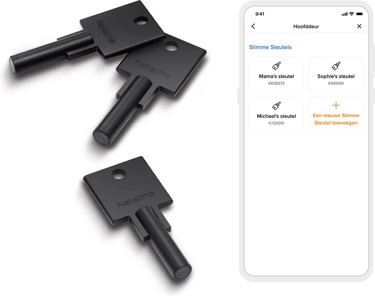 Netatmo Elektrisch deurslot - Slimme Sleutels - 3 sleutels - NFC-sleutel - Silver