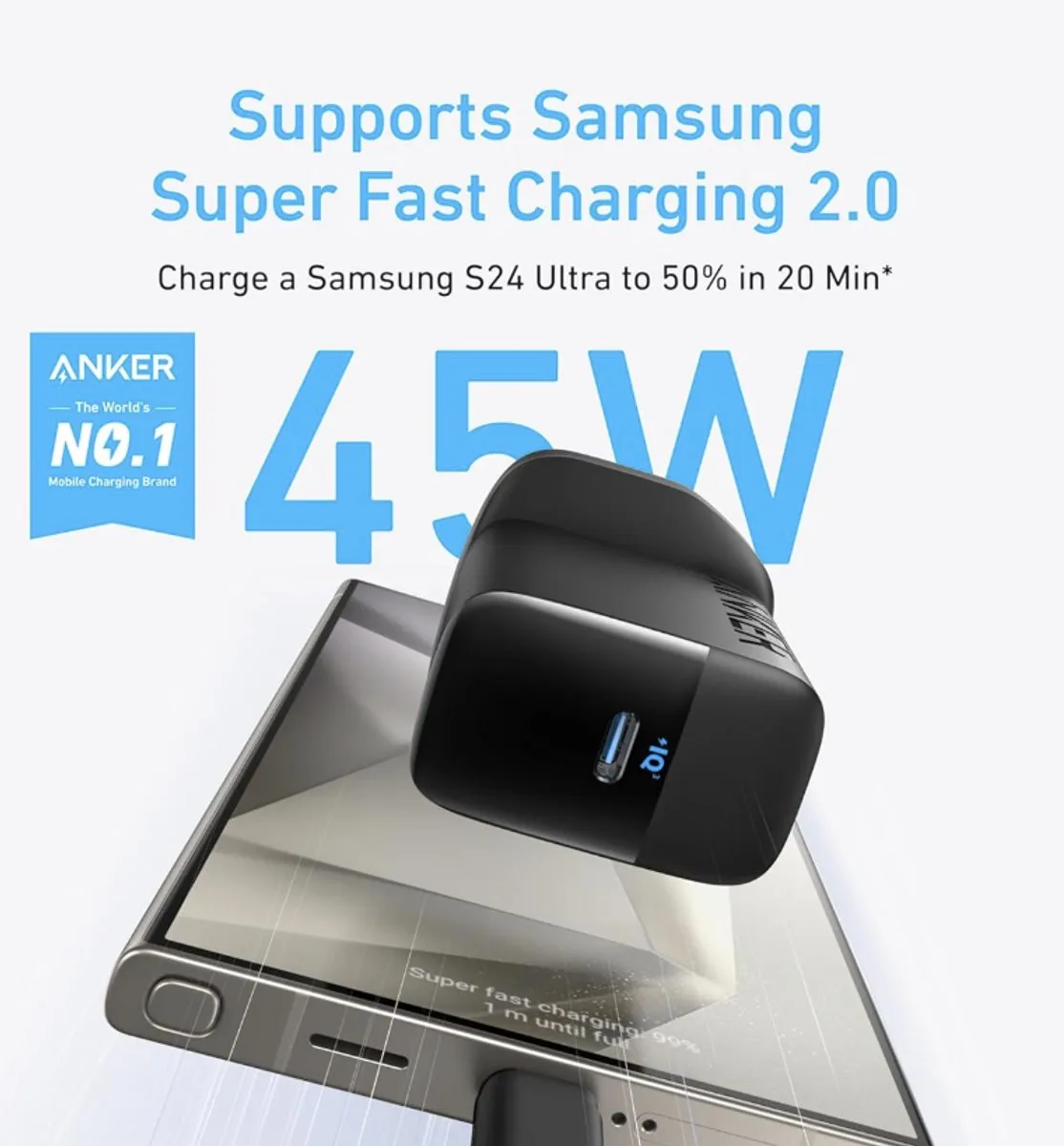 Anker 45W GaN USB-C Snellader - EU Plug - Zwart