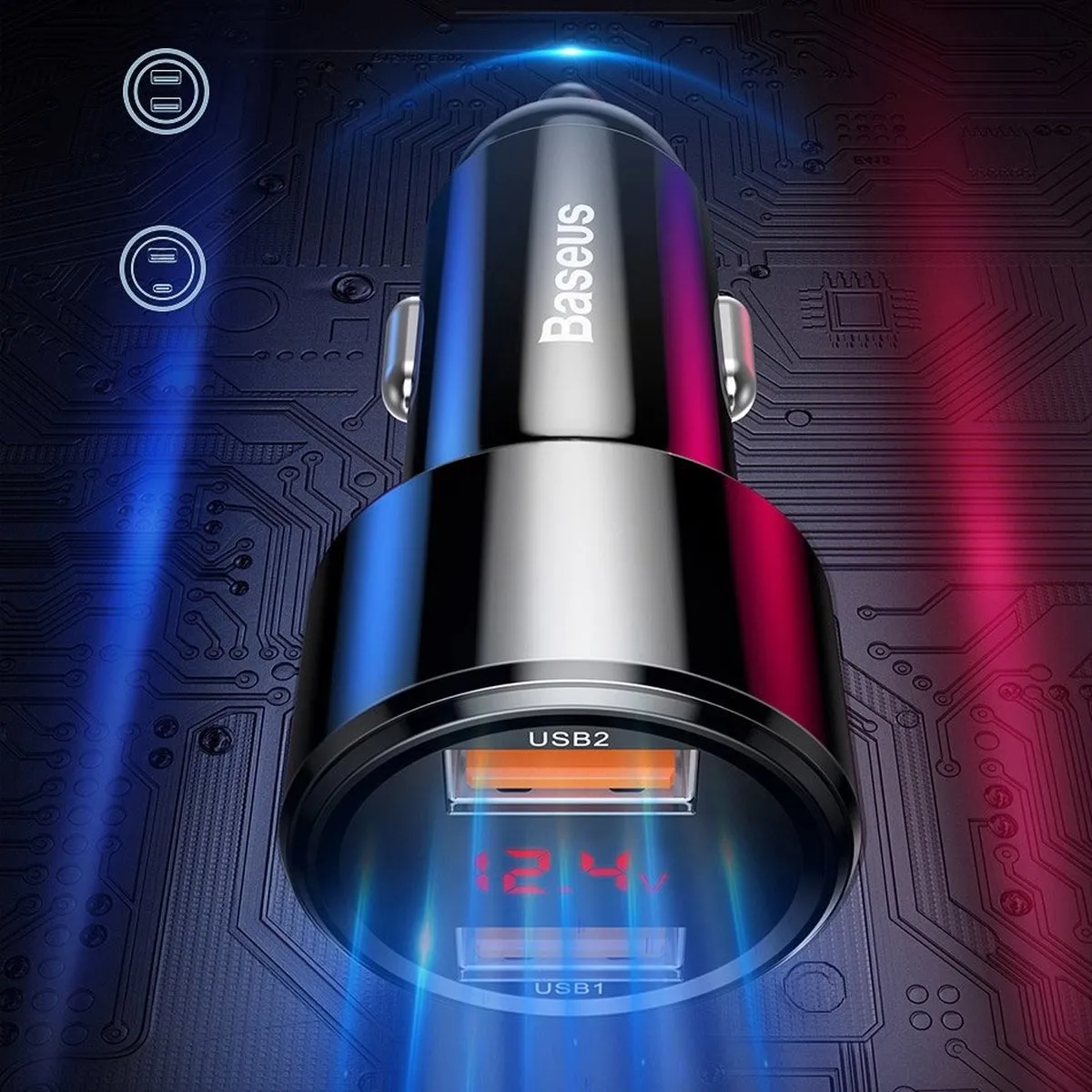 Baseus Magic Autolader 45W PD 4.0 - USB/USB-C - Zwart