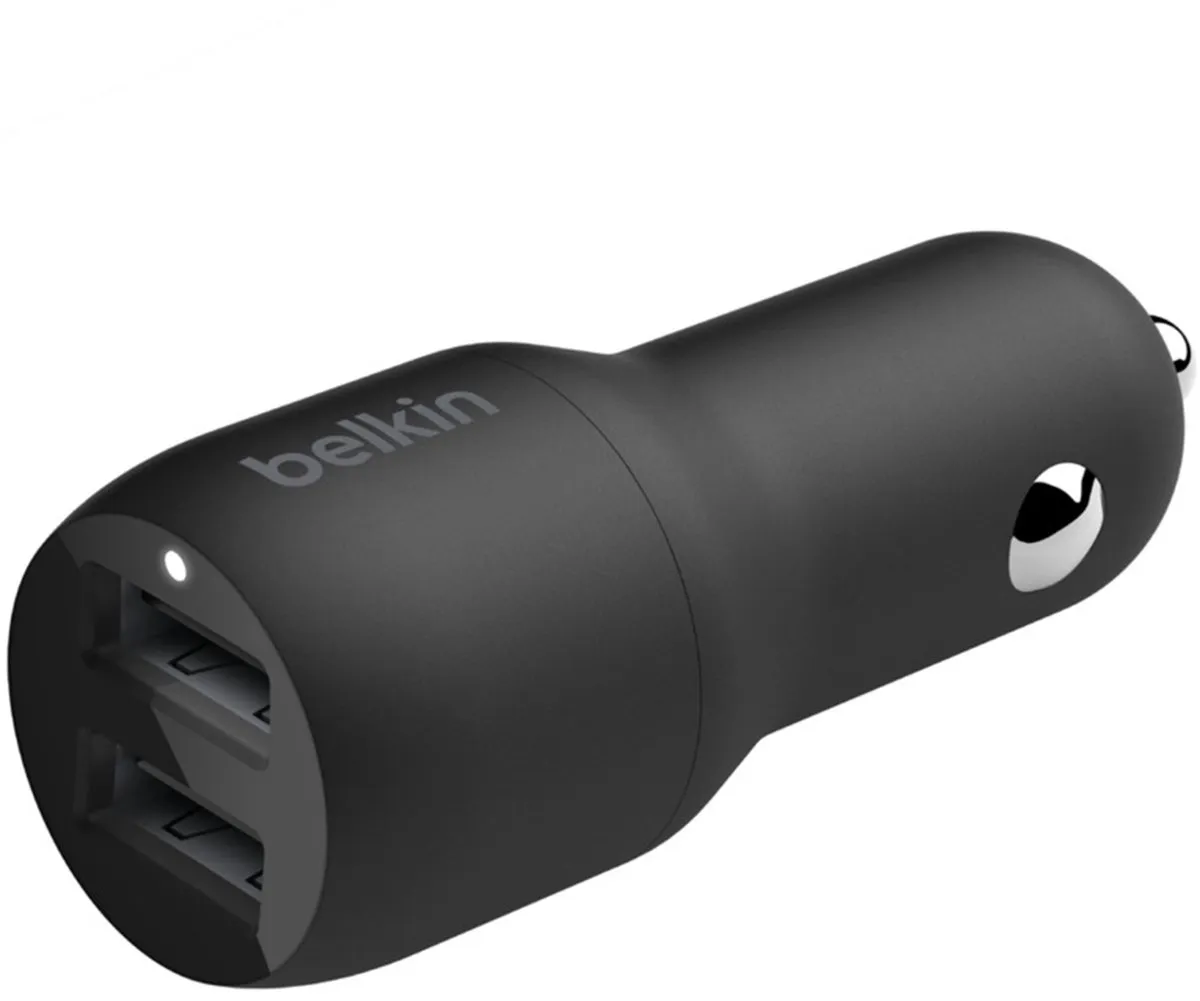 Belkin Dual USB Autolader 24W CCD001bt1MBK - Zwart