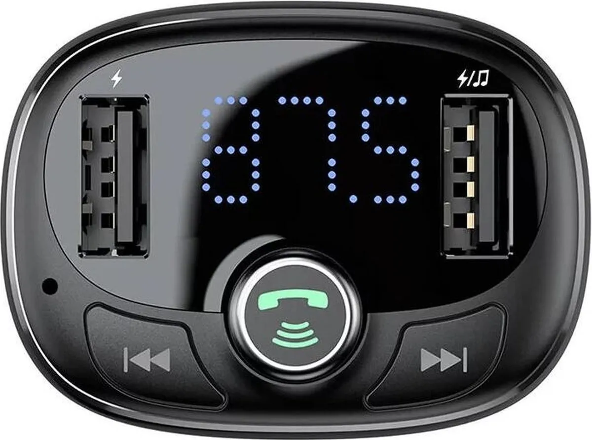 Baseus FM Transmitter Bluetooth Autolader 3.4A - 2x USB - Zwart