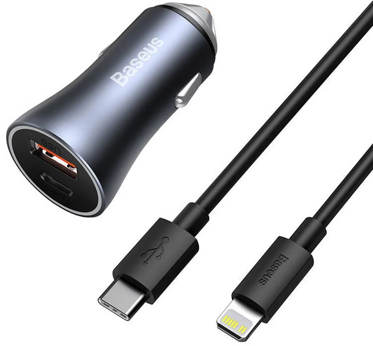 Baseus 2 in 1 Pro Autolader 40W - Grijs