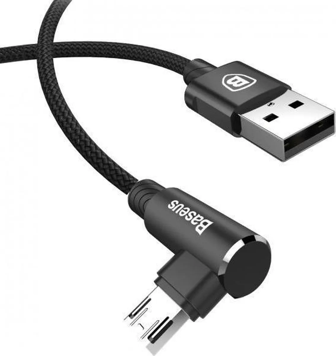 Baseus MVP CAMMVP-B01 Haakse Kabel - Micro-USB 2m 1,5A - Zwart