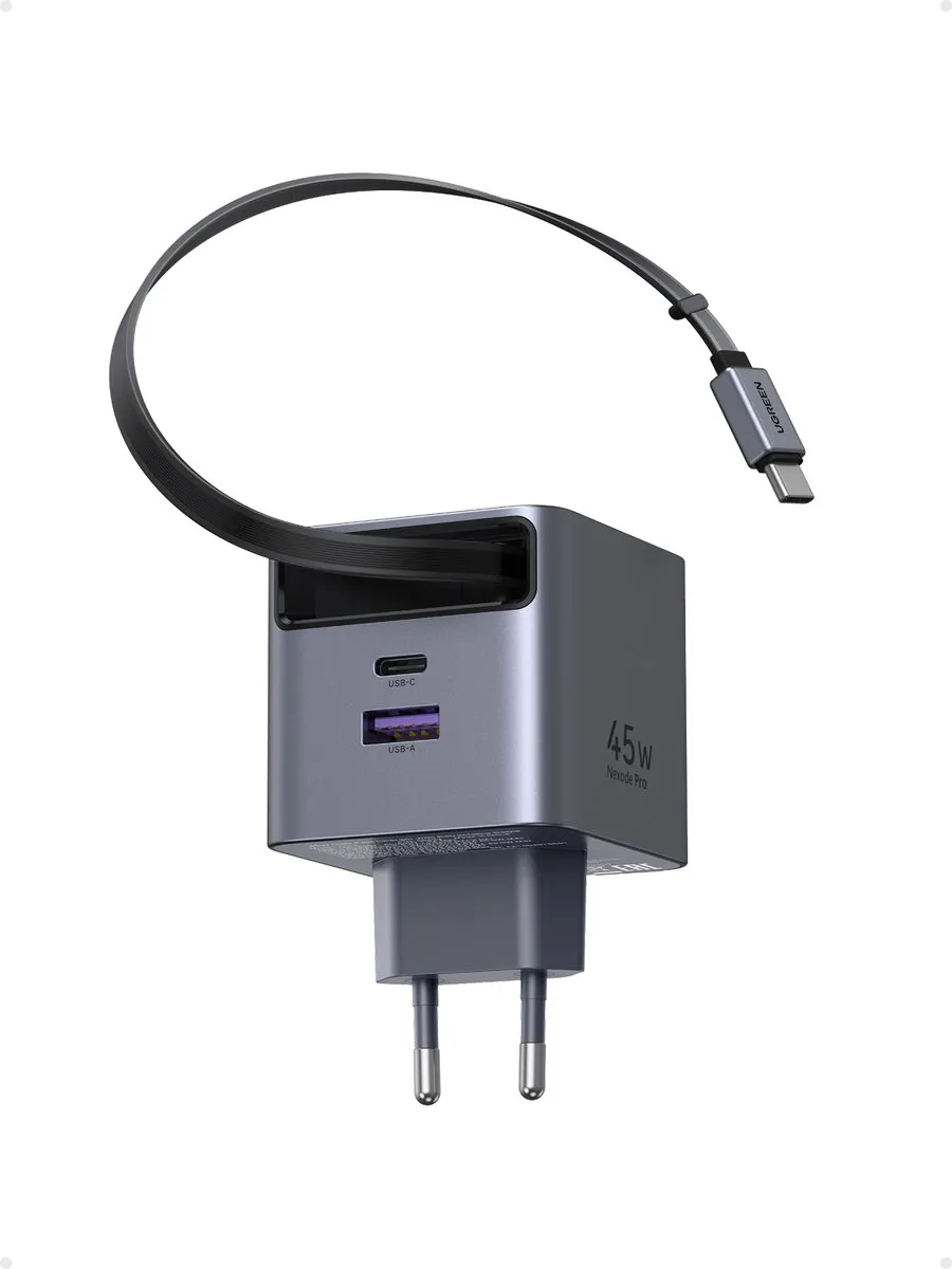 Ugreen Nexode 45W GaN USB-C Oplader 3-poorts - PPS 25W - Donker Grijs - afbeelding 6 van 6