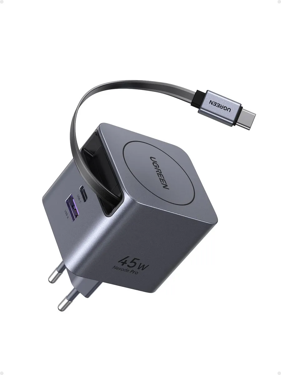 Ugreen Nexode 45W GaN USB-C Oplader 3-poorts - PPS 25W - Donker Grijs