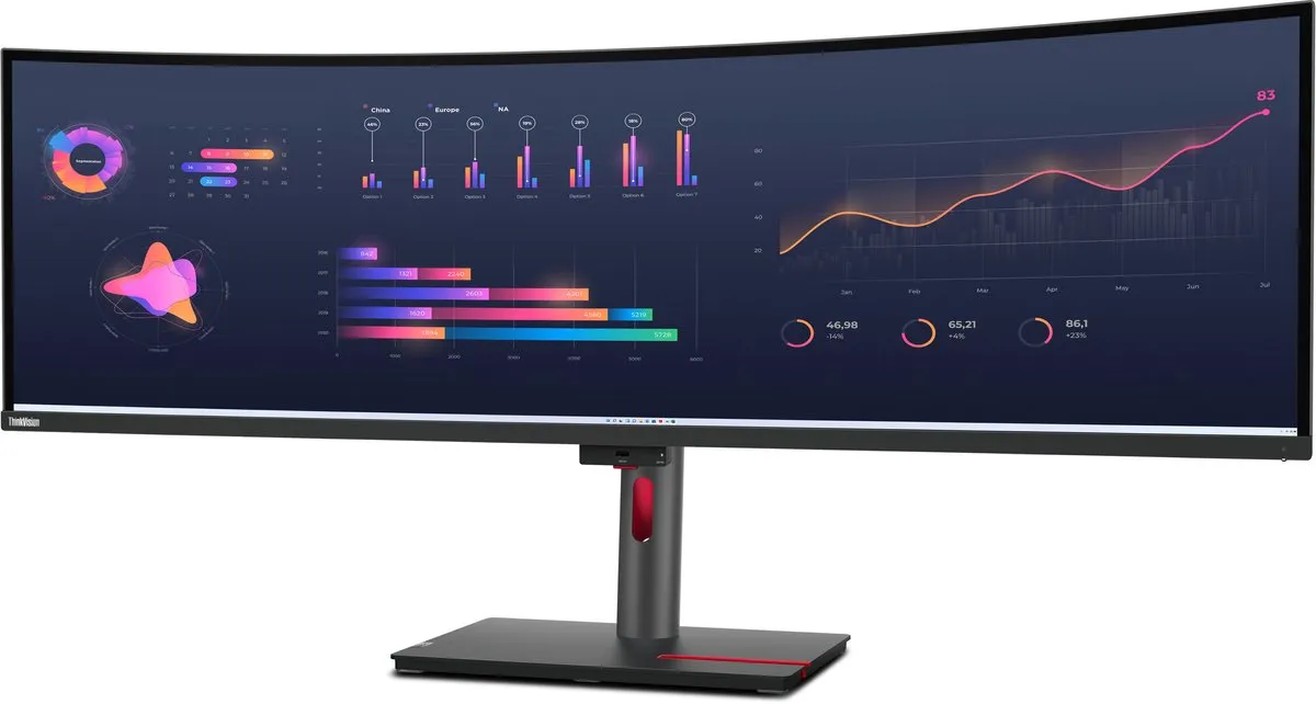 Lenovo ThinkVision P49w-30 Monitor 49" 5120x1440 DQHD - Zwart - afbeelding 6 van 6