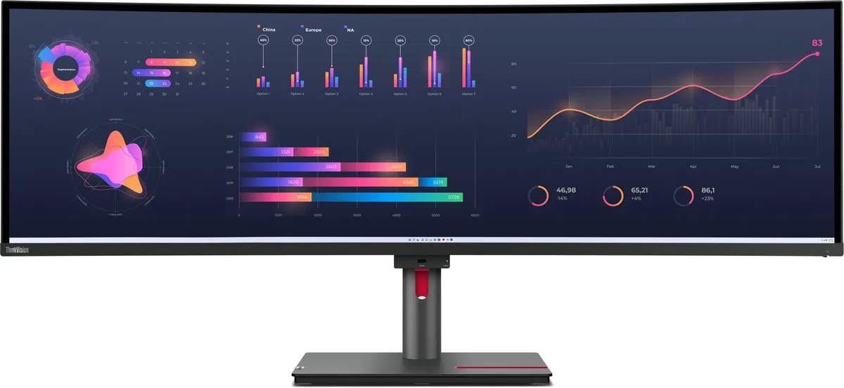 Lenovo ThinkVision P49w-30 Monitor 49" 5120x1440 DQHD - Zwart