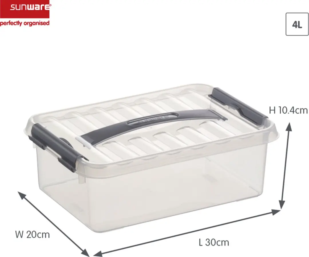 Sunware Q-Line Opbergbox 4L - 30x20x10.4cm - Grijs