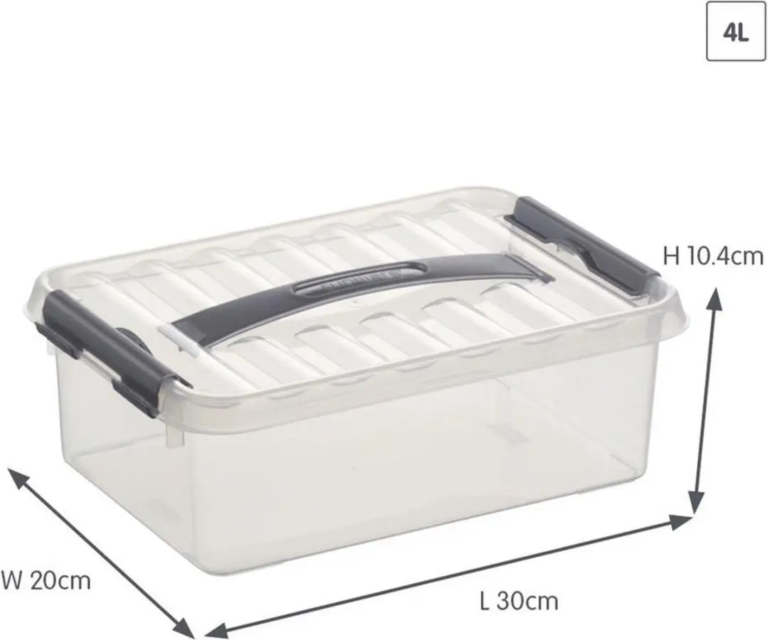 Sunware Q-Line Opbergbox 4L - 30x20x10.4cm - Grijs