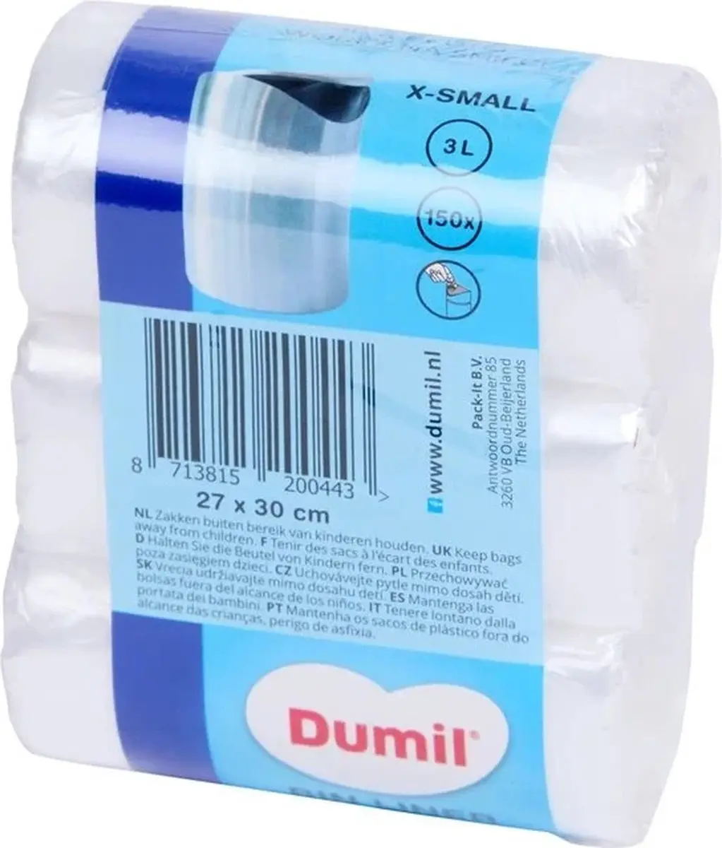Dumil Afvalzakjes 150 zakken van 3 Liter - 5-pack