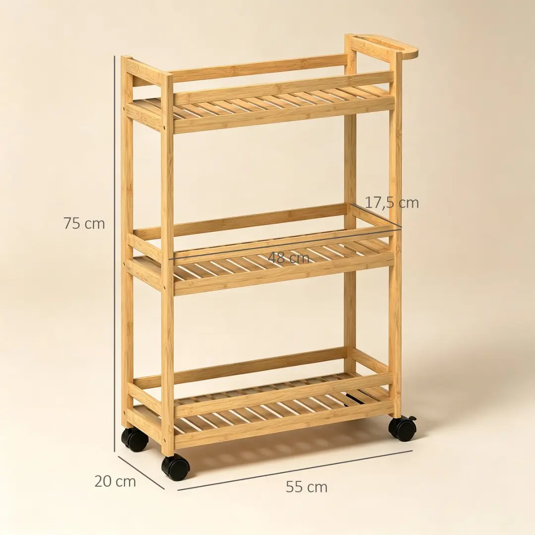 Homcom Rolwagen Bamboe 55x20x75cm
