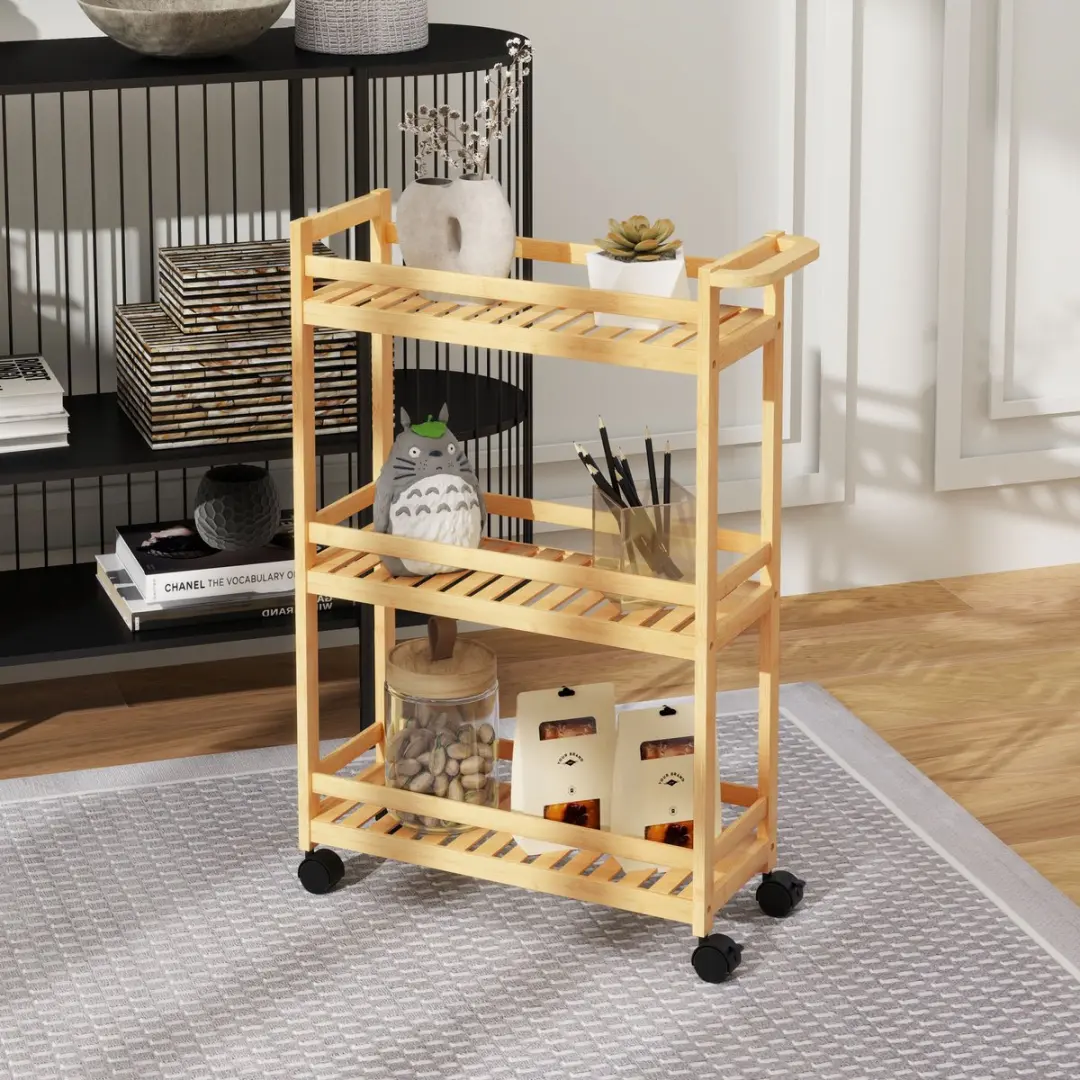 Homcom Rolwagen Bamboe 55x20x75cm
