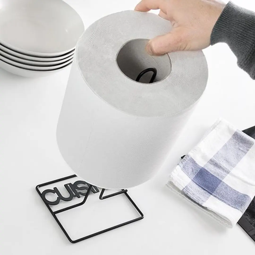 Excellent Houseware Keukenrolhouder - 1 Rol - Zwart - 35x12cm