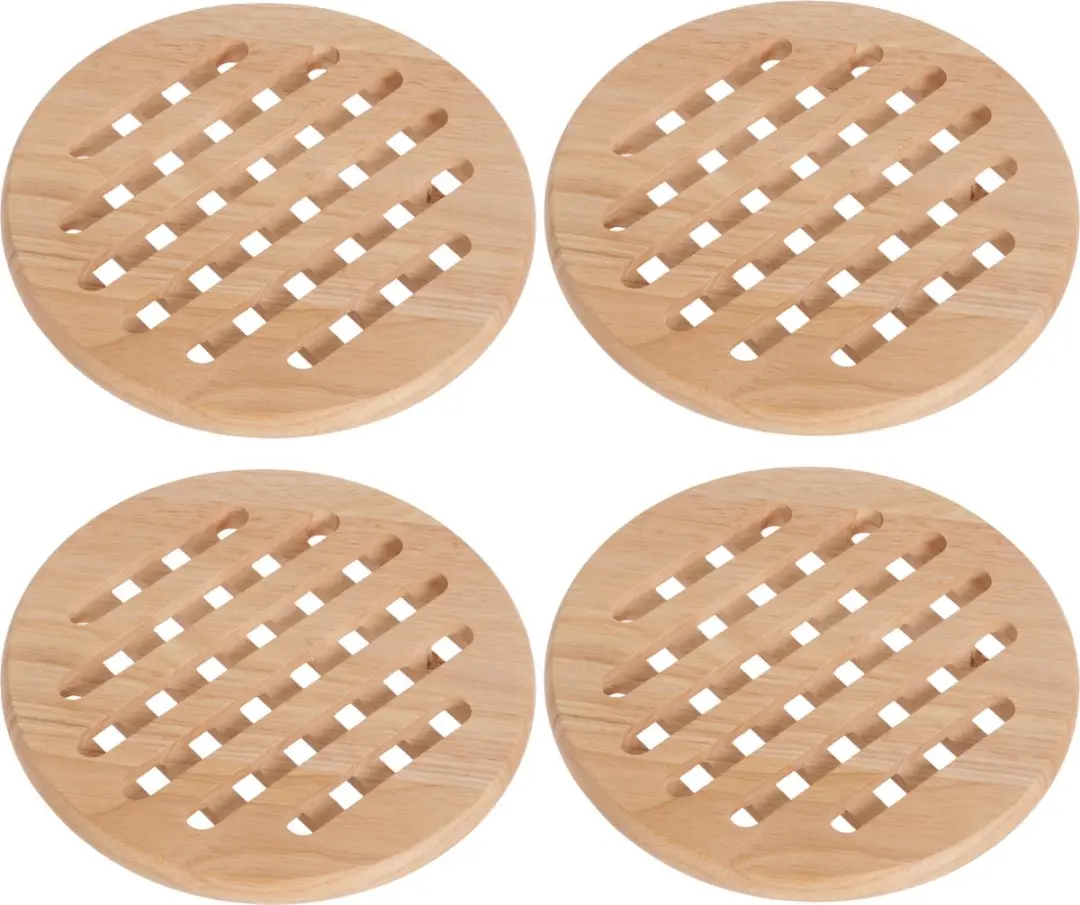 Cosy&Trendy Ronde Pannen Onderzetters - 4 Stuks - Hout - Ø19cm