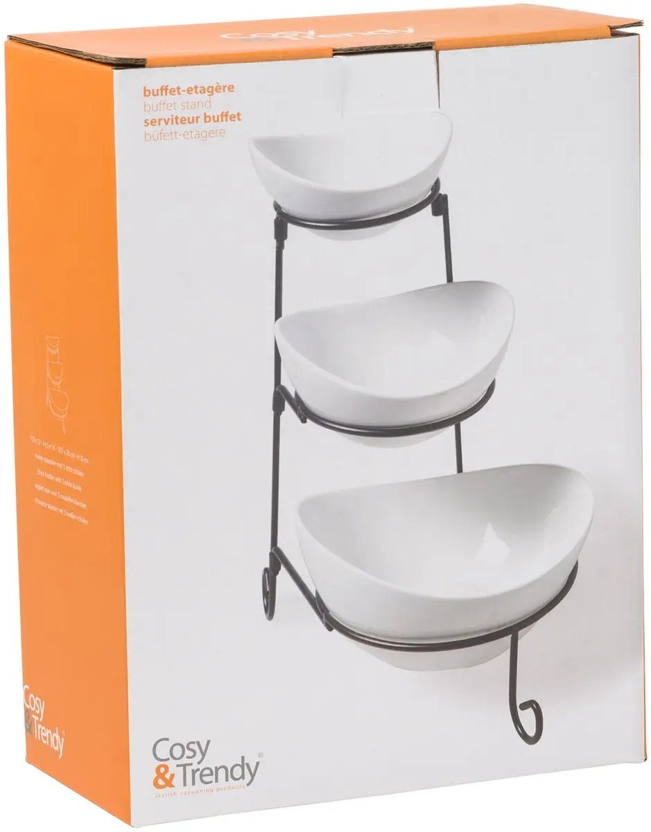 Cosy&Trendy Buffet Etagère 3 Schalen - Wit/Zwart - 20x33cm