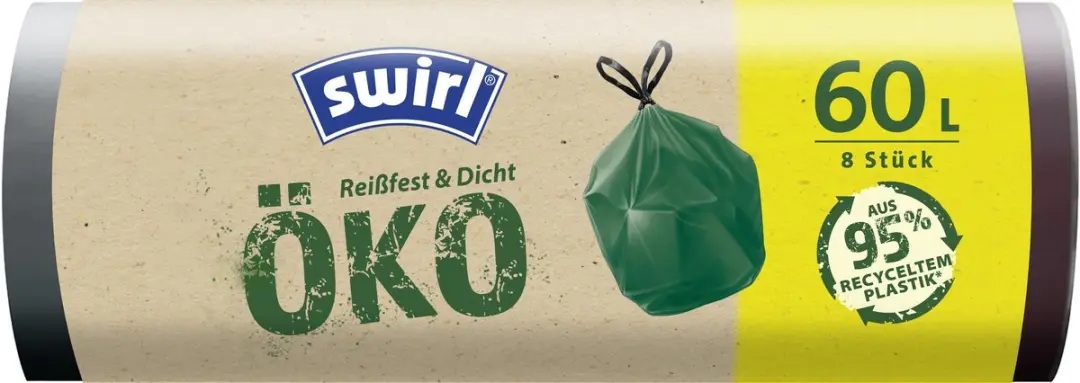 Swirl eco vuilniszakken met trekband groen 60 liter