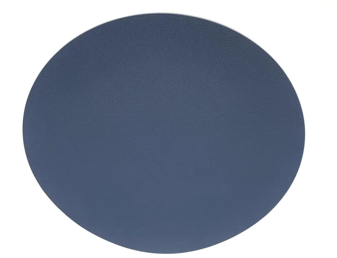 Kade 171 Lederlook Placemats Rond 38cm - 6 Stuks - Blauw/Grijs