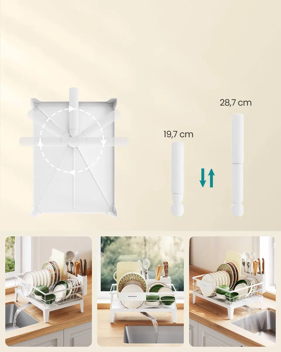 Songmics KCS550WG01 Afdruiprek - 360° Draaibaar - Wolkenwit