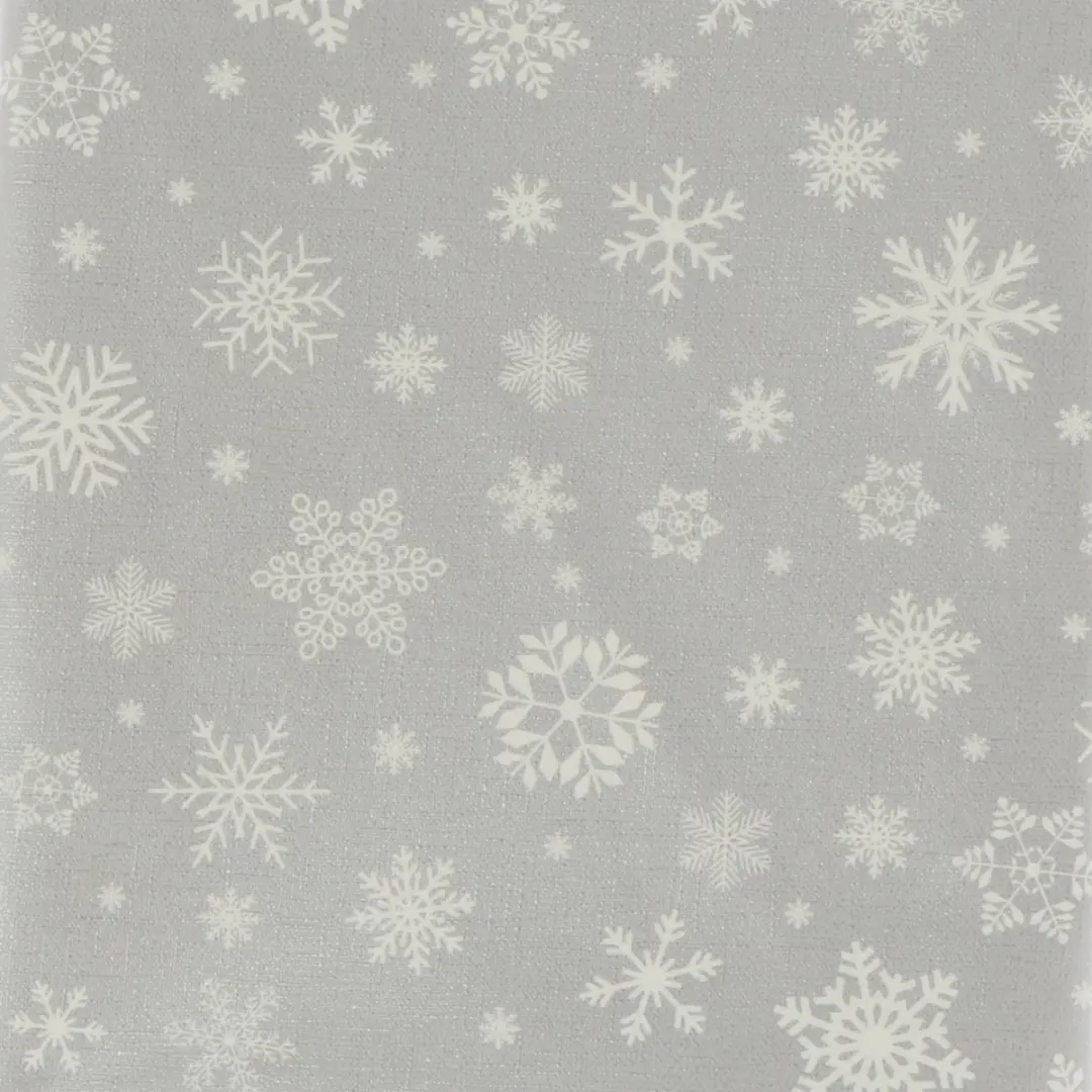 Bellatio Design Kersttafelzeil 140x180cm - Zilver met sneeuwvlokken