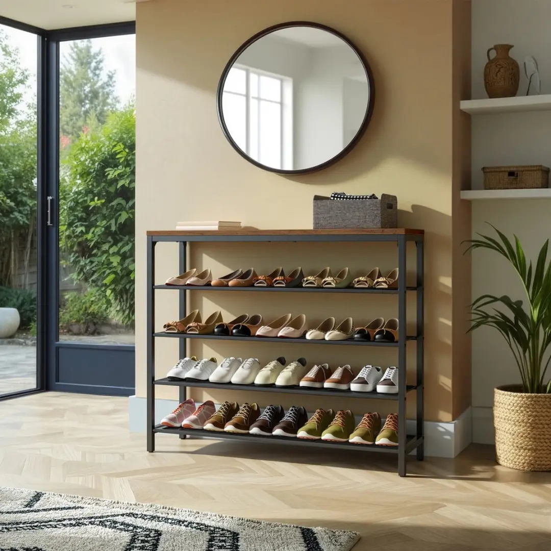 Songmics Schoenenrek 4 lagen - 20 paar - Bruin-zwart - afbeelding 6 van 6