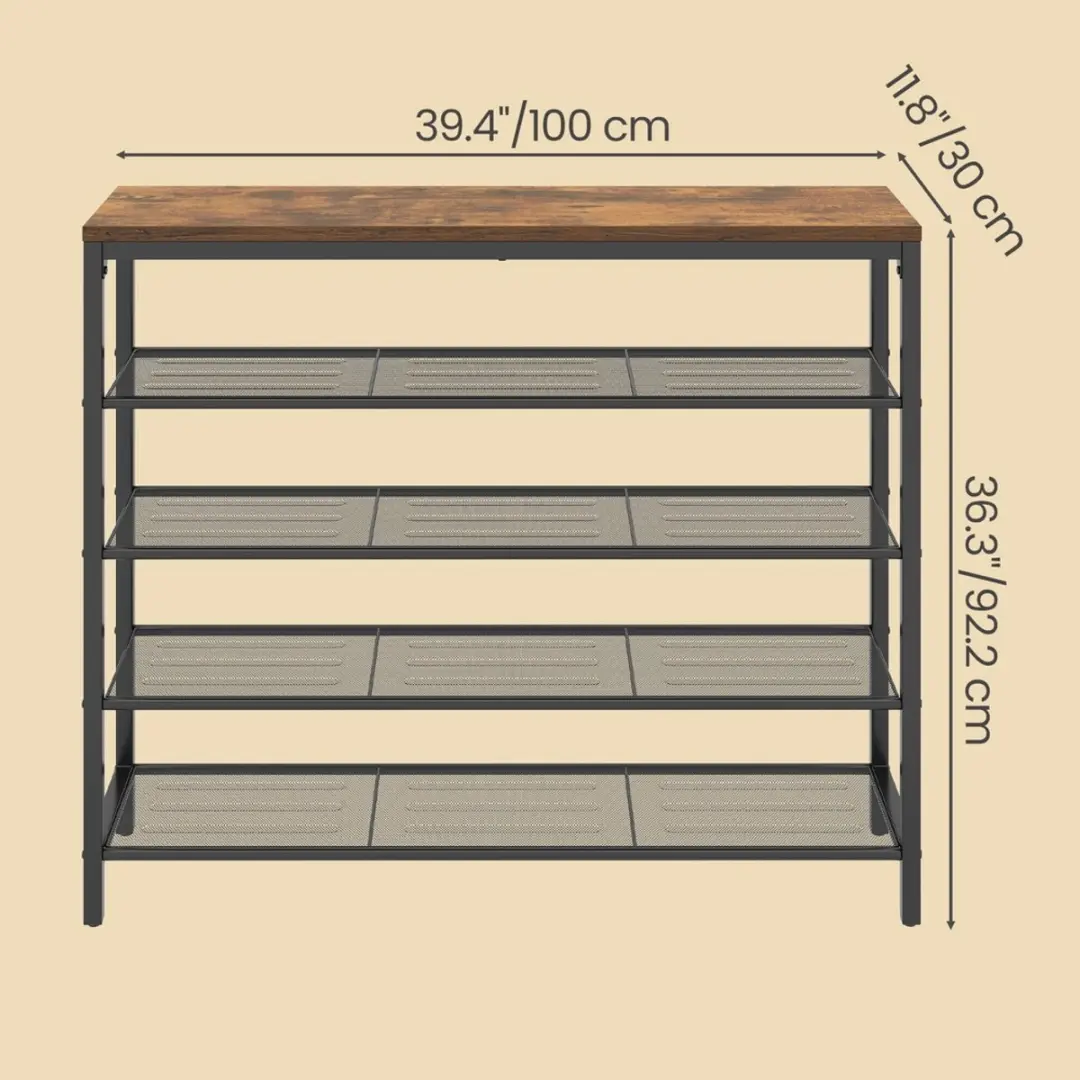 Songmics Schoenenrek 4 lagen - 20 paar - Bruin-zwart
