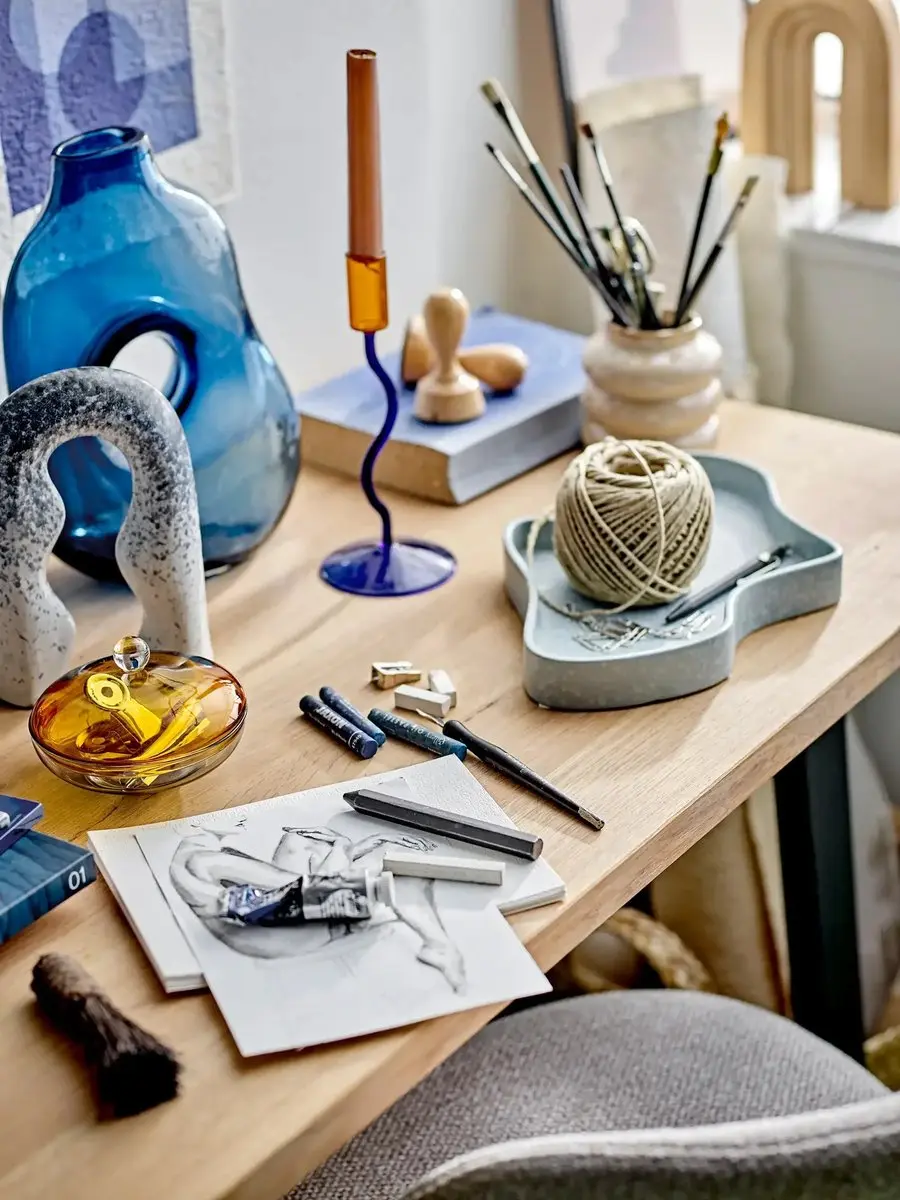 Bloomingville Dienblad Aardewerk Lakey - Blauw