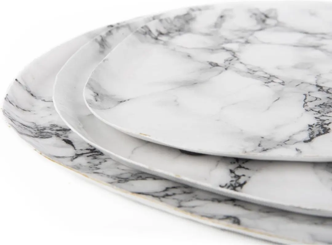 Present Time Marble Look Dienblad - Wit 34x30x1cm