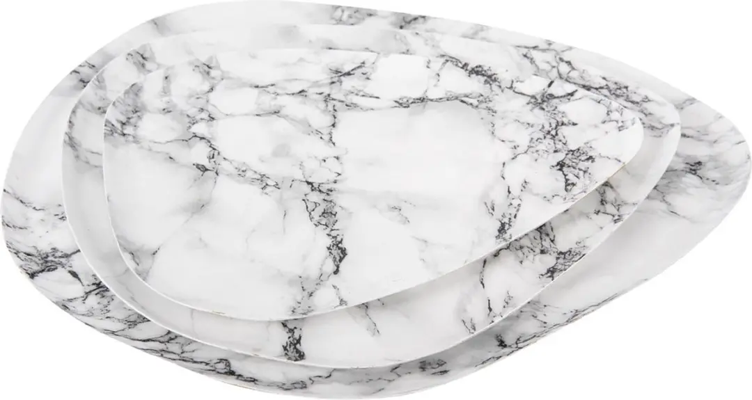 Present Time Marble Look Dienblad - Wit 34x30x1cm