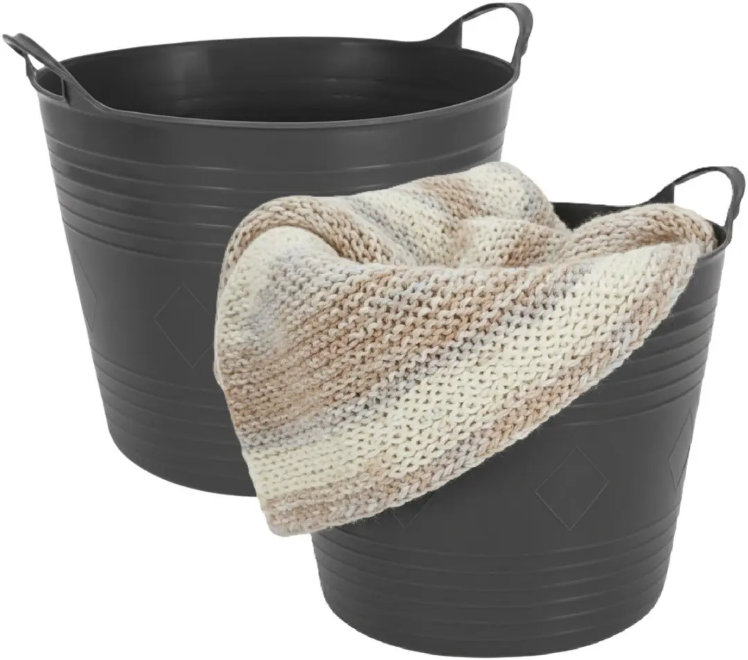 Excellent Houseware Opbergmand 27L - 2 Stuks - Antraciet