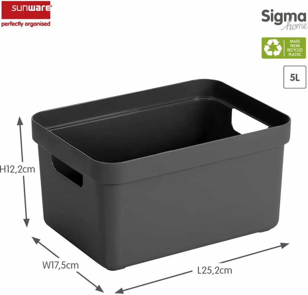 Sunware Sigma Opbergboxen - 6x5L Antraciet