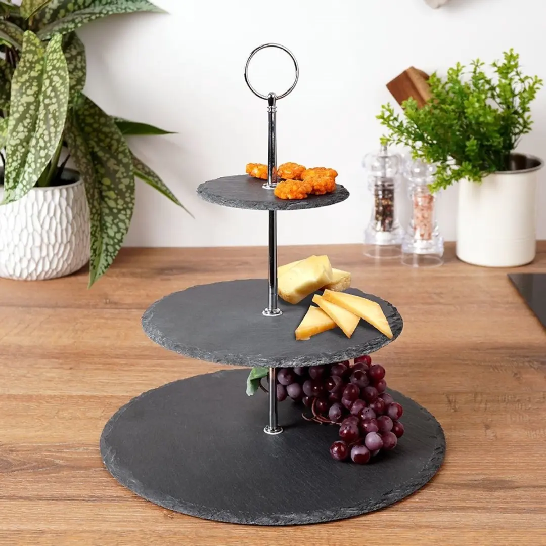 Excellent Houseware Etagère 3-laags - 30x34cm - Zwart